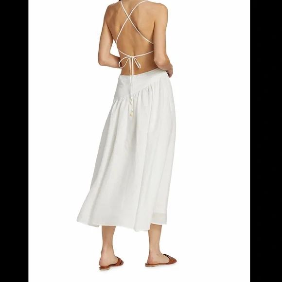 NWT Zimmermann Ivory Tropicana Asymmetric Open Back Dress $675 - Picture 4 of 6